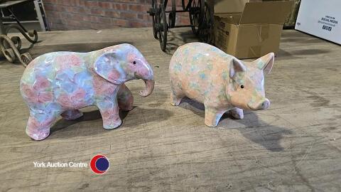 Park Rose Pottery pig and elephant