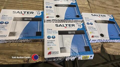 4 x Salter electronic glass scales, batteries required