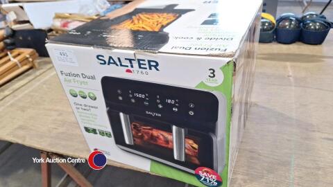 Salter 'Fuzion' dual air fryer (8L - 2 x individual 4L drawers)