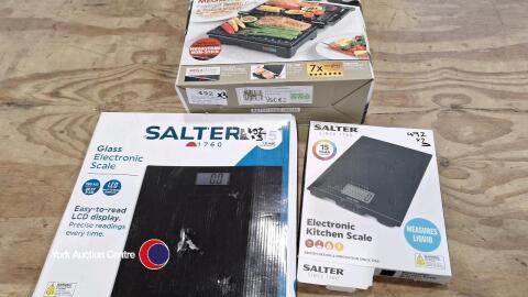 Salter panini maker and 2 x Salter electronic kitchen scales, batteries required