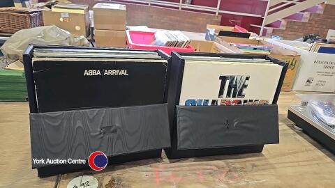 2 x record boxes of albums