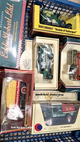 Tray of boxed toy vehicles