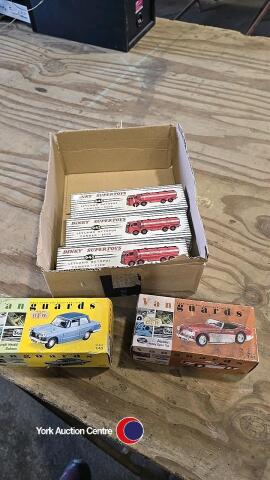 3 boxed and sealed Dinky Leyland Octopus lorries & 2 boxed Vanguard cars