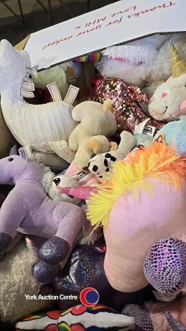 Box of stuffed toys