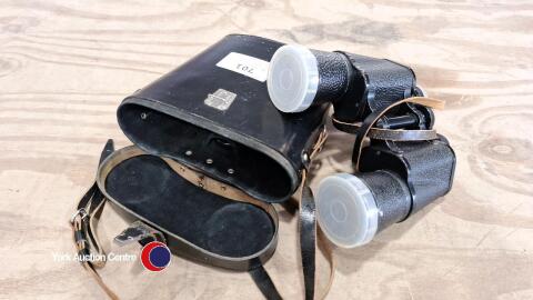 30M3 7x50 roct 5.23-71m Binoculars made in USSR with various lens covers with neck strap and leather case.