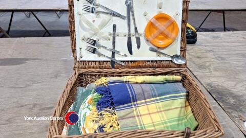 Picnic set in wicker basket