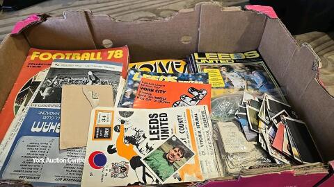 Box of vintage football programmes and some rugby programmes