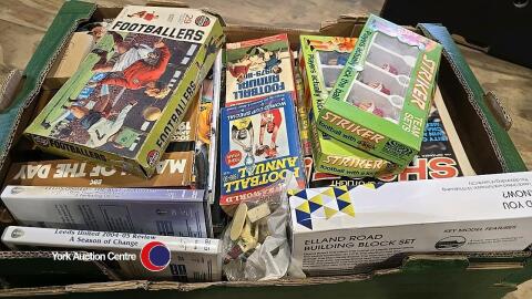 Box of football related items