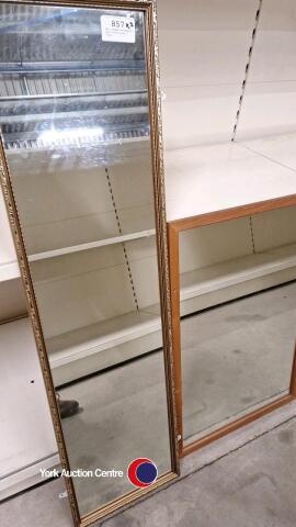 Gilt framed rectangular wall mirror plus 1 other