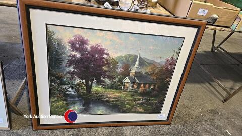 Large Thomas Kincade 'Streams of Living Water' lithograph with certificate of authenticity