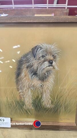 Original framed Robert Fuller painting of a Terrier dog