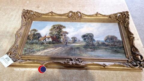 Landscape painting in Decor gilt frame 10' x 22'