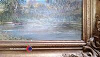 Landscape painting in Decor gilt frame 10' x 22' - 3