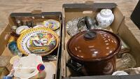 2 Boxes of household items inc ornaments , casserole pot plus Wedgewood and Coalport tableware - 4