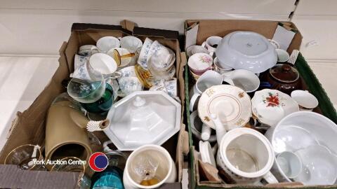 2 Boxes of China tableware and glass inc spode and Royal Albert