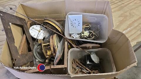 Antique clock parts, winding keys including pocket watch winders