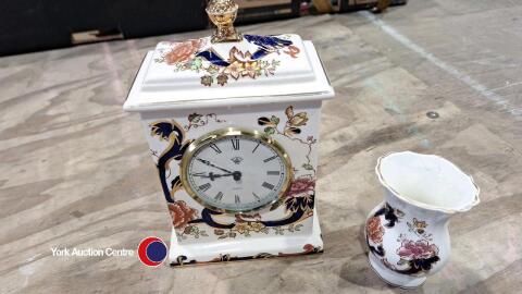 Vintage Masons clock & matching vase