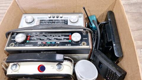 Box of Vintage radios etc