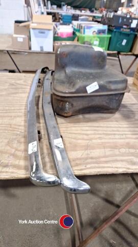 Vintage Mini car petrol tank and 2 bumpers