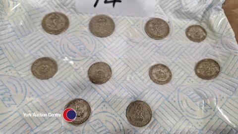 10 x pre 1947 silver one shilling coins