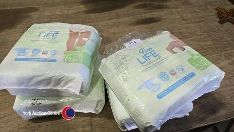 4 packs of nappies, size 5 & 6