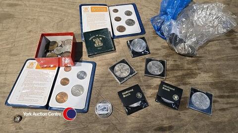 Mixed English and Foreign coins including Victorian & Edward VII pennies 1902-1910- Jersey Edward VII 1909, Gibraltar Half crown WWII 1939-1945 in case. Australia 1966, 20 cents - Italy ,10 cents 1867 ,festival of Britain Crown cased with certificate, 3 C