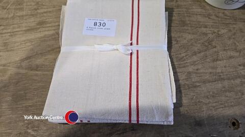 4 French linen glass cloths