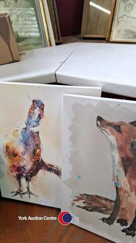 Modern collectable canvasses of Fox and Pheasant (2)