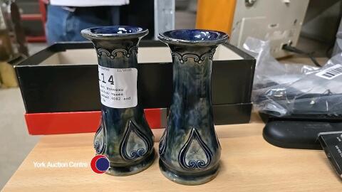 Pair of Art Nouveau Royal Doulton vases series number 6082 and Monogram CA