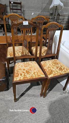 4 Wooden dining chairs with cameo inlay