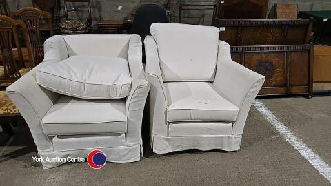 2 Cream fabric arm chairs