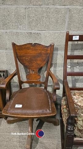 Antique Oak revolving desk chair