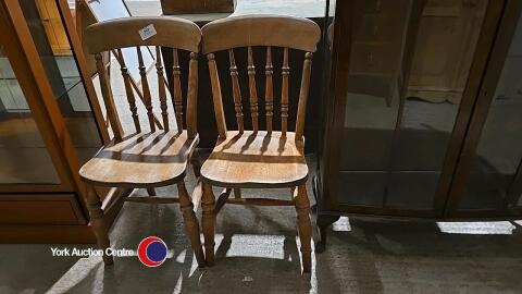 2 x Vintage Pine kitchen spindle back chairs