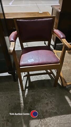 Vintage desk armchair plus vintage cane chair