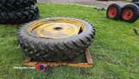 Pair of row crop wheels and tyres, 9.5 x 44