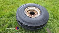 Pair 11.00-16 tractor front wheels, 90% tyres on 8 stud rims - 2