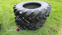 Pair 16.9R28 Alliance tyres, 80%, good