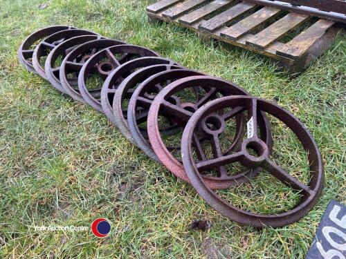Cast wheels for garden feature