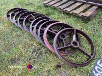 Cast wheels for garden feature