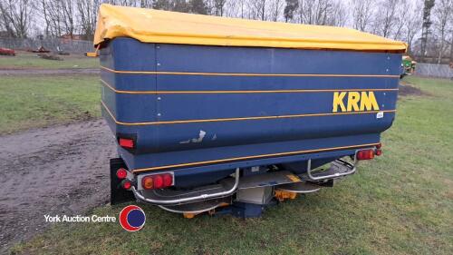 2014 KRM M2WD fertiliser spreader c/w hopper cover, weigh cells and control box - PTO & control box in office