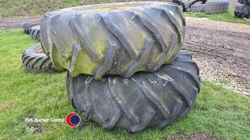 - Goodyear power torque 24.5-32 wheel and tyres pair, 12 hole centres for MF combine