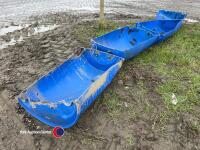 4 x Blue barrel feed troughs - 3