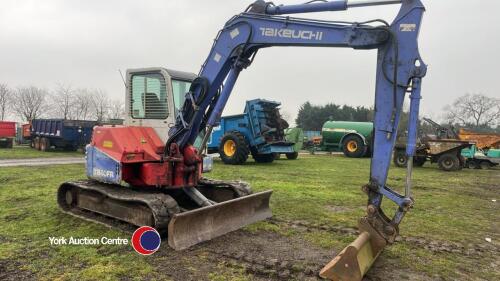 Takeuchi TB80FR excavator, 2003, 8T excavator, 6123 hours, key in office