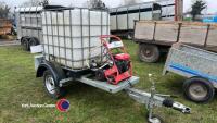 Power washer with IBC on braked trailer, with lights, legal for road, working but low pressure