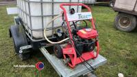 Power washer with IBC on braked trailer, with lights, legal for road, working but low pressure - 2