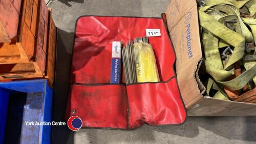 Selection of welding electrodes in roll up storage bag