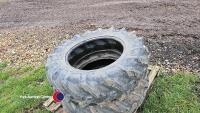 2 x tractor tyres - Bridgestone Farm Service Lug M. part worn. 12.4 x 24, 4 ply - 2