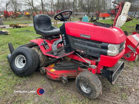 Westwood S1300 tractor ride on mower, 34 in cut petrol electric start, rear tractor tyres fitted, 2 rear grass tyres included. Spare seat with armrests