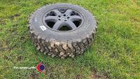Brand new unused tyre and alloy rim 17in 5 stud 70mm centres 110mm diagonal with 265/65 M/T R17 rotational Glob Gum Tracker tyre - 4