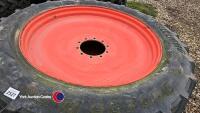 Trelleborg 380/90R50 10 stud and 380/85R34 12 stud row crop wheels to fit Fendt 60% tread all round - good - 6